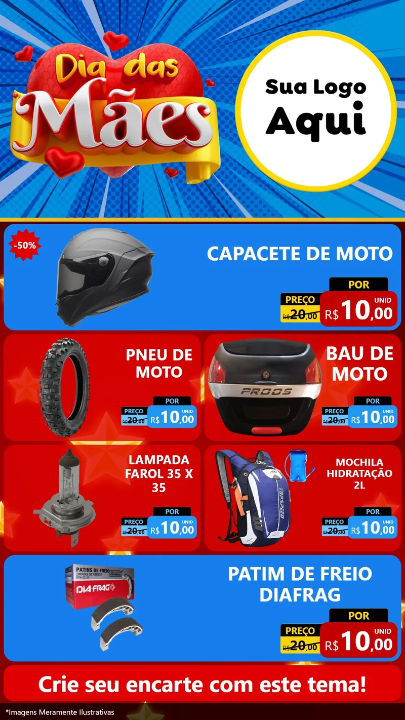 Modelo de TV para TV Vertical com o tema Dia das Mães para Moto peças