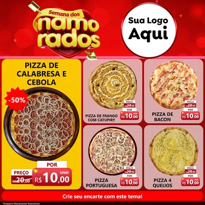 Modelo de Rede Social para Feed Facebook com o tema Semana dos namorados para Pizzaria