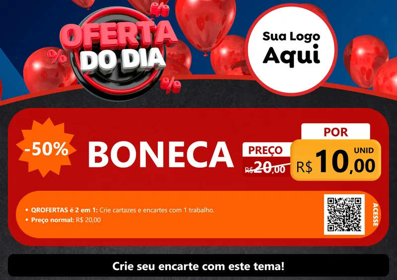Modelo de Cartaz para Cartaz A4 Horizontal com o tema Oferta do Dia para Brinquedos