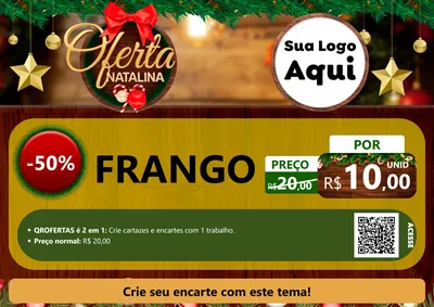 Modelo de Cartaz para Cartaz A4 Horizontal com o tema Ofertas Natalina para Assados