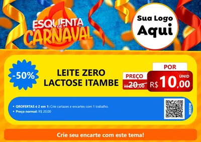 Modelo de Cartaz para Cartaz A4 Horizontal com o tema Esquenta de Carnaval para Frios e Laticínios