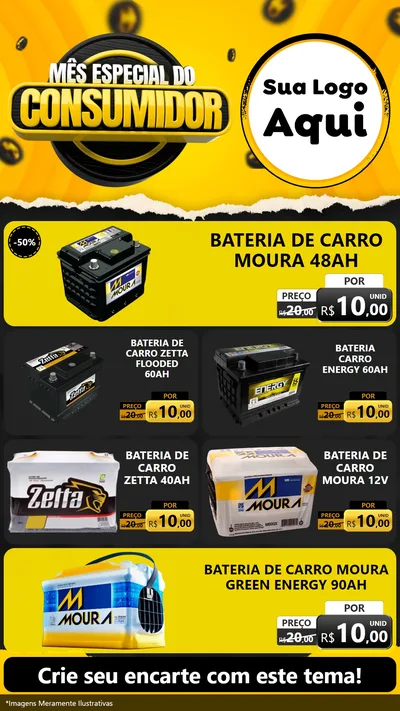 Modelo de TV para TV Vertical com o tema Mês Especial do Consumidor para Baterias Elétricas