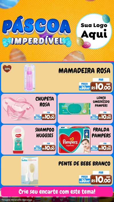 Modelo de TV para TV Vertical com o tema Páscoa Imperdível para Bebês