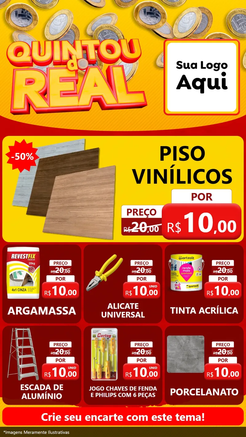 Modelo de Rede Social para Stories com o tema Quintou do Real para Material para Construção