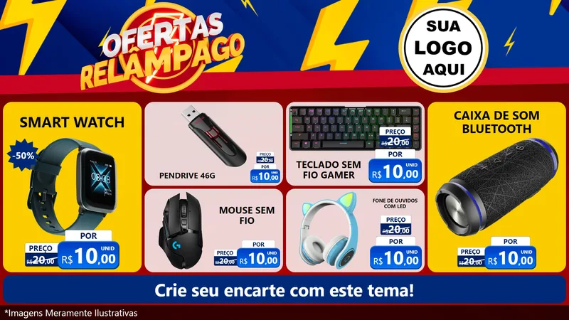 Modelo de TV para TV Horizontal com o tema Ofertas Relâmpago para Informática