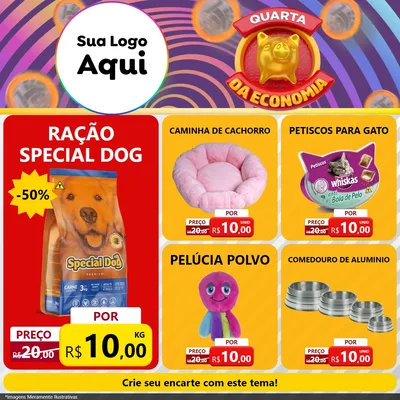 Modelo de Rede Social para Feed Facebook com o tema Quarta da Economia para Pet Shop