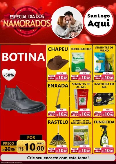 Modelo de Encarte para Encarte A4 Vertical com o tema Especial Dia Dos Namorados para Agropecuária