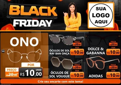 Modelo de Encarte para Encarte A4 Horizontal com o tema Black Friday para Óticas