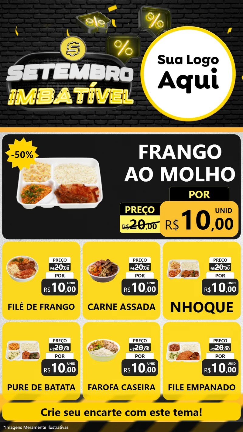 Modelo de Rede Social para Stories com o tema Setembro Imbatível para Restaurante