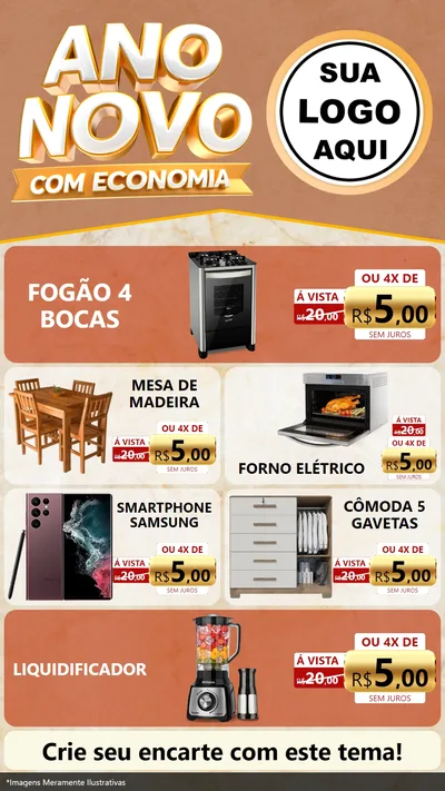 Modelo de TV para TV Vertical com o tema Ano Novo Com Economia para Móveis e Eletro
