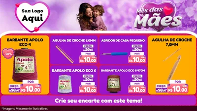 Modelo de TV para TV Horizontal com o tema Mês das Mães para Armarinho e Aviamentos
