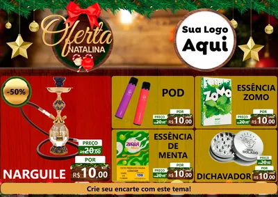 Modelo de Encarte para Encarte A4 Horizontal com o tema Ofertas Natalina para Tabacaria