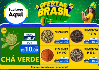 Modelo de Encarte para Encarte A4 Horizontal com o tema Ofertas Semana do Brasil para Produtos Naturais