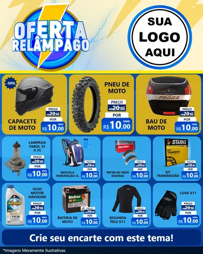 Modelo de Rede Social para Feed Instagram com o tema Oferta Relâmpago para Moto peças