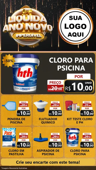 Modelo de Rede Social para Stories com o tema Liquida Ano Novo Imperdível para Produtos para Piscina