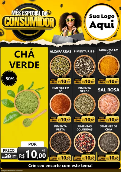 Modelo de Encarte para Encarte A4 Vertical com o tema Mês Especial do Consumidor para Produtos Naturais