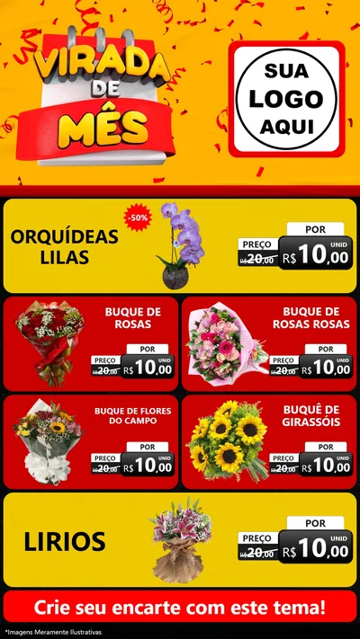 Modelo de TV para TV Vertical com o tema Virada de Mês para Floricultura e jardim