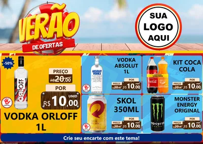 Modelo de Encarte para Encarte A4 Horizontal com o tema Verão de Ofertas para Distribuidora de bebidas