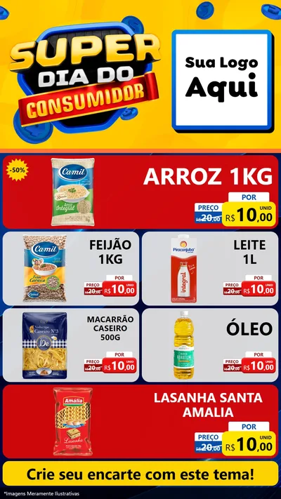Modelo de TV para TV Vertical com o tema Super Dia do Consumidor para Supermercado