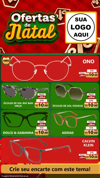Modelo de TV para TV Vertical com o tema Ofertas de Natal para Óticas