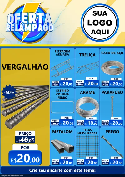 Modelo de Encarte para Encarte A4 Vertical com o tema Oferta Relâmpago para Ferragens