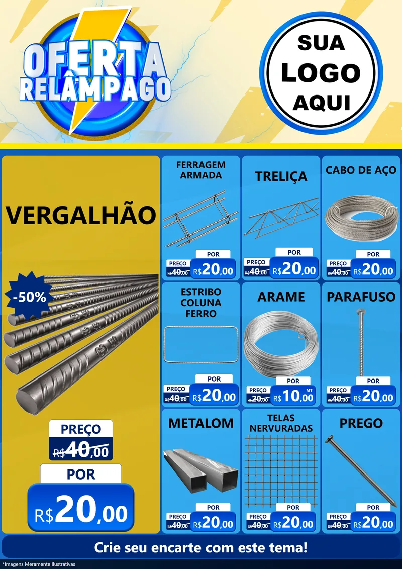 Modelo de Encarte para Encarte A4 Vertical com o tema Oferta Relâmpago para Ferragens
