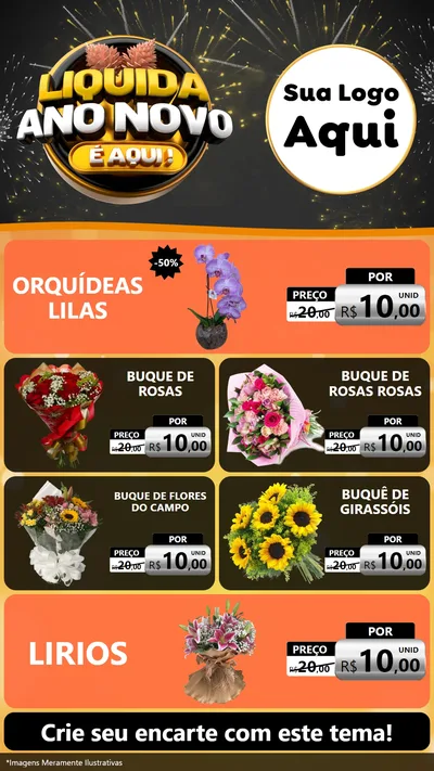 Modelo de TV para TV Vertical com o tema Liquida Ano Novo É Aqui! para Floricultura e jardim