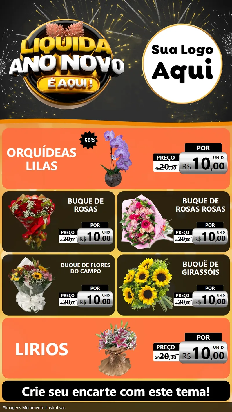 Modelo de TV para TV Vertical com o tema Liquida Ano Novo É Aqui! para Floricultura e jardim