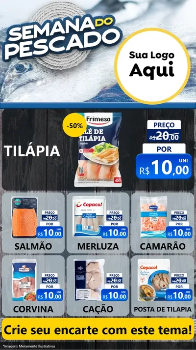 Modelo de Rede Social para Stories com o tema Semana do Pescado para Peixaria