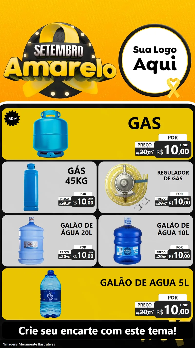 Modelo de TV para TV Vertical com o tema Setembro Amarelo para Água e gás