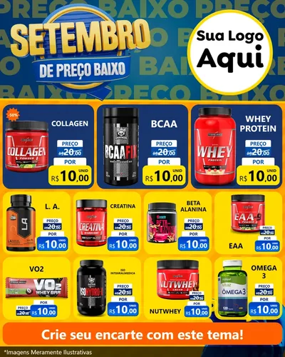 Modelo de Rede Social para Feed Instagram com o tema Setembro De Preço Baixo para Suplementos alimentares