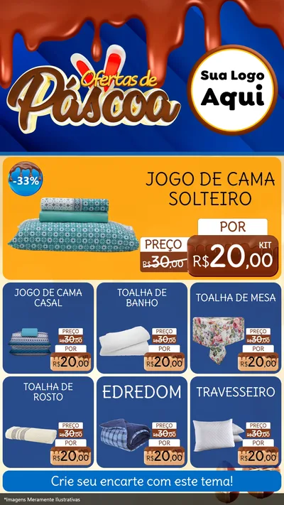 Modelo de Rede Social para Stories com o tema Ofertas de Páscoa para Cama, Mesa e Banho