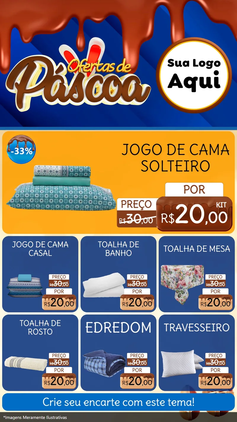 Modelo de Rede Social para Stories com o tema Ofertas de Páscoa para Cama, Mesa e Banho