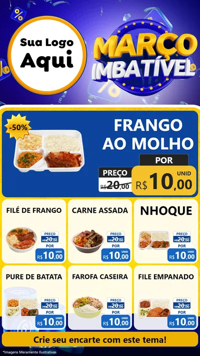 Modelo de Rede Social para Stories com o tema Março Imbatível para Restaurante