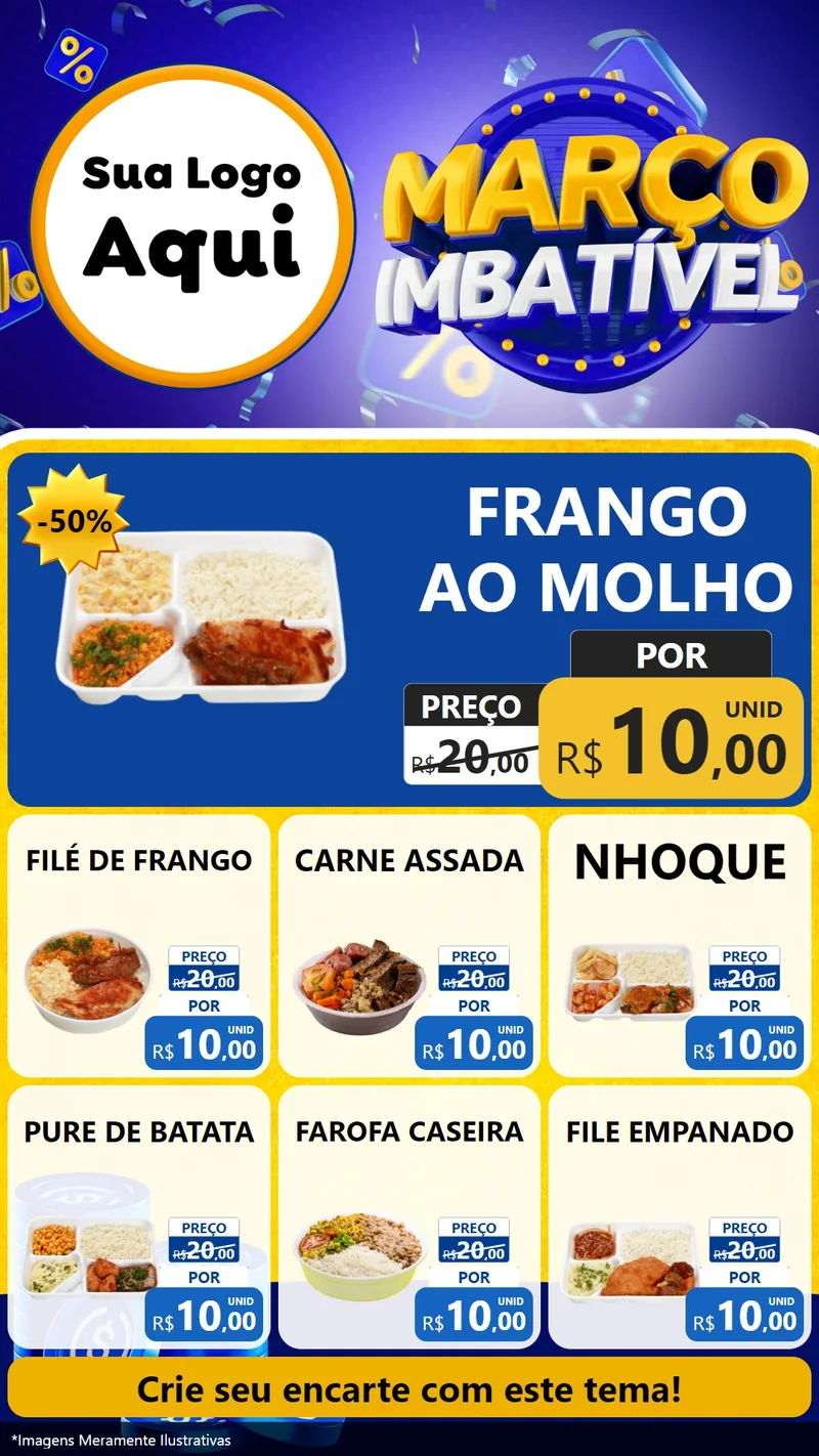 Modelo de Rede Social para Stories com o tema Março Imbatível para Restaurante
