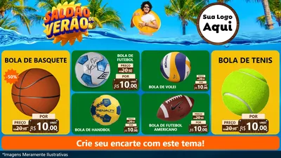 Modelo de TV para TV Horizontal com o tema Saldão de Verão para Artigos Esportivos