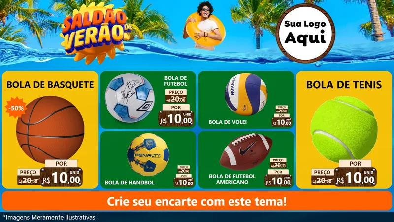 Modelo de TV para TV Horizontal com o tema Saldão de Verão para Artigos Esportivos