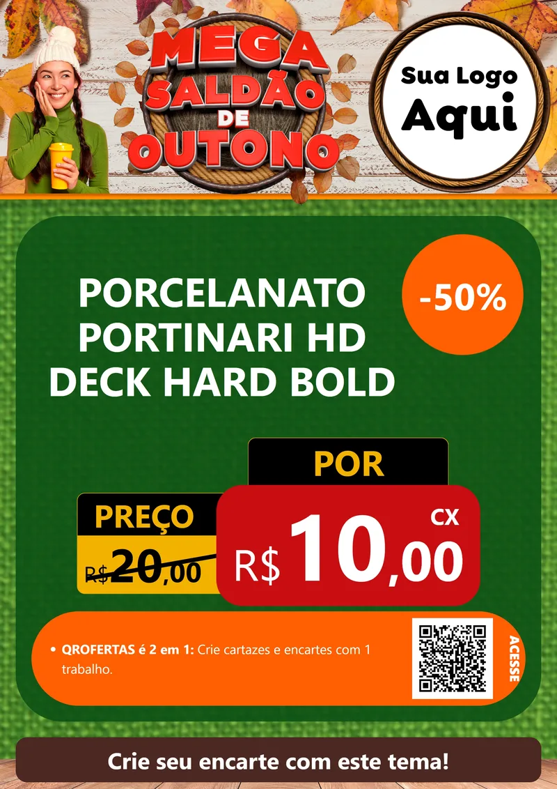 Modelo de Cartaz para Cartaz A4 Vertical com o tema Mega Saldão de Outono para Pisos e revestimentos