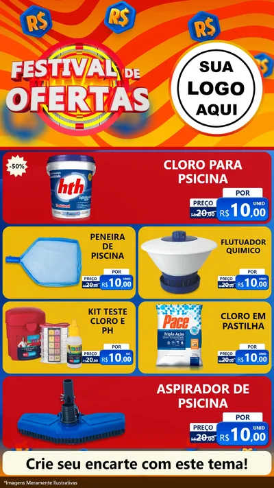 Modelo de TV para TV Vertical com o tema Festival de Ofertas para Produtos para Piscina