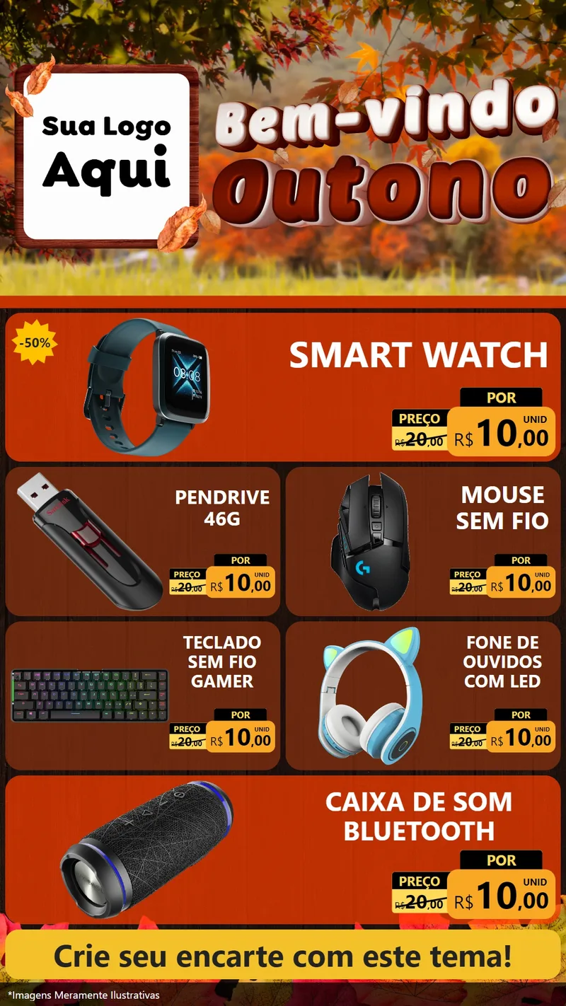 Modelo de TV para TV Vertical com o tema Bem-vindo Outono para Informática