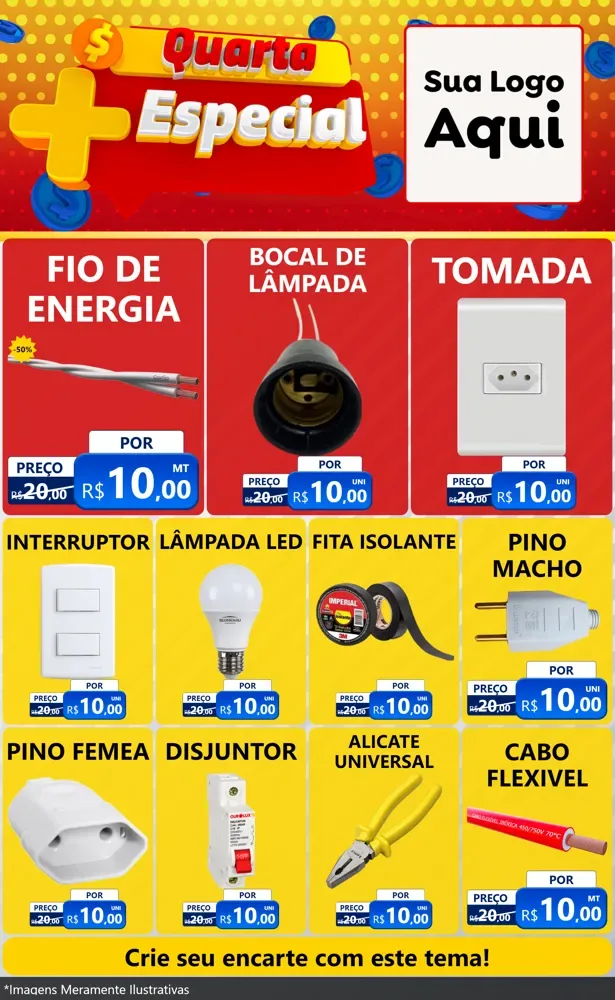 Modelo de Encarte para Encarte Grande com o tema Quarta Mais Especial para Materiais Elétricos