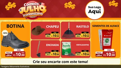 Modelo de TV para TV Horizontal com o tema Comece Julho Economizando para Agropecuária