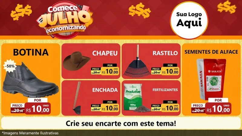 Modelo de TV para TV Horizontal com o tema Comece Julho Economizando para Agropecuária
