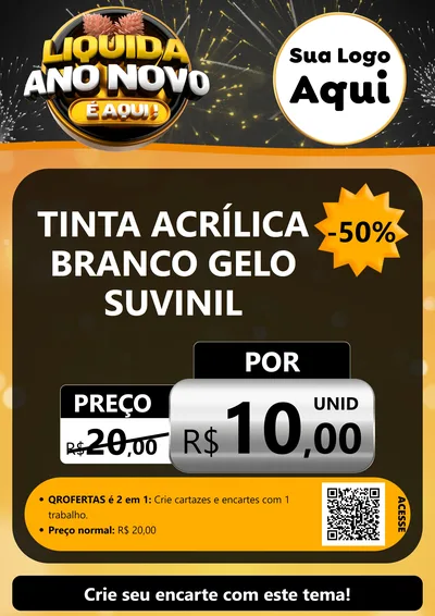 Modelo de Cartaz para Cartaz A4 Vertical com o tema Liquida Ano Novo É Aqui! para Tintas e Ferramentas