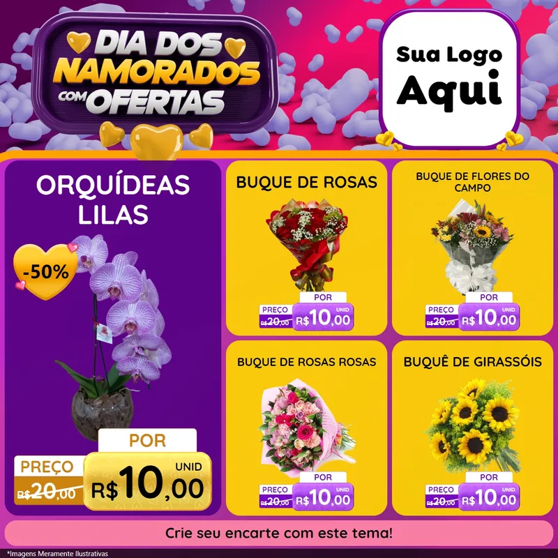 Modelo de Rede Social para Feed Facebook com o tema Dia Dos Namorados Com Ofertas para Floricultura e jardim