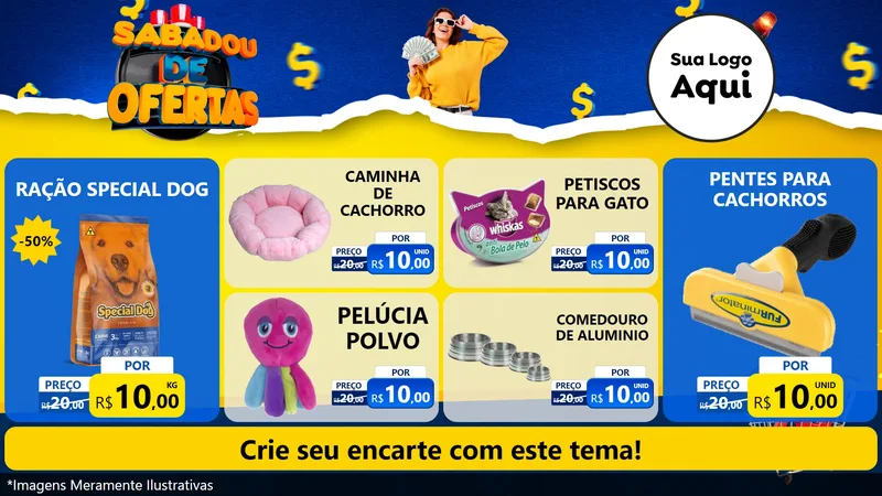 Modelo de TV para TV Horizontal com o tema Sabadou de Ofertas para Pet Shop