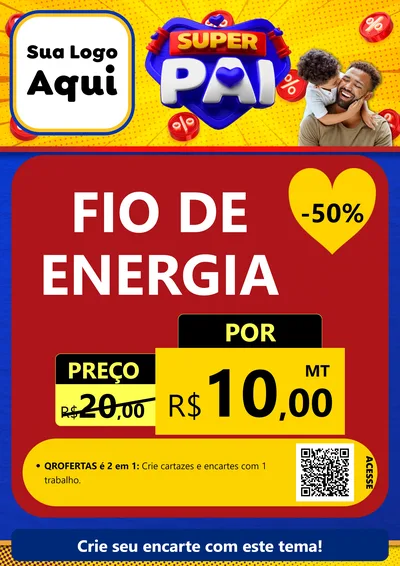 Modelo de Cartaz para Cartaz A4 Vertical com o tema Super Pai para Materiais Elétricos