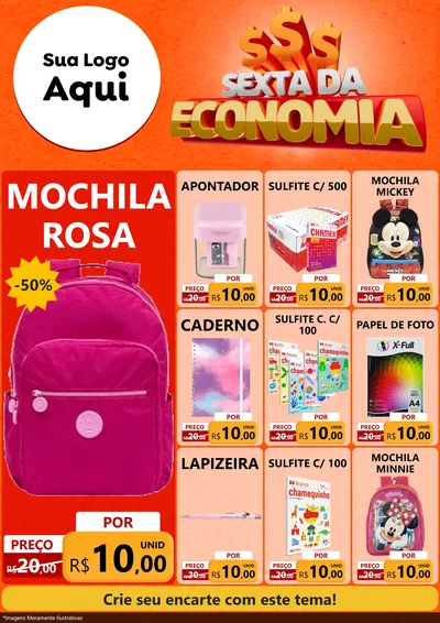 Modelo de Encarte para Encarte A4 Vertical com o tema Sexta da Economia para Papelaria