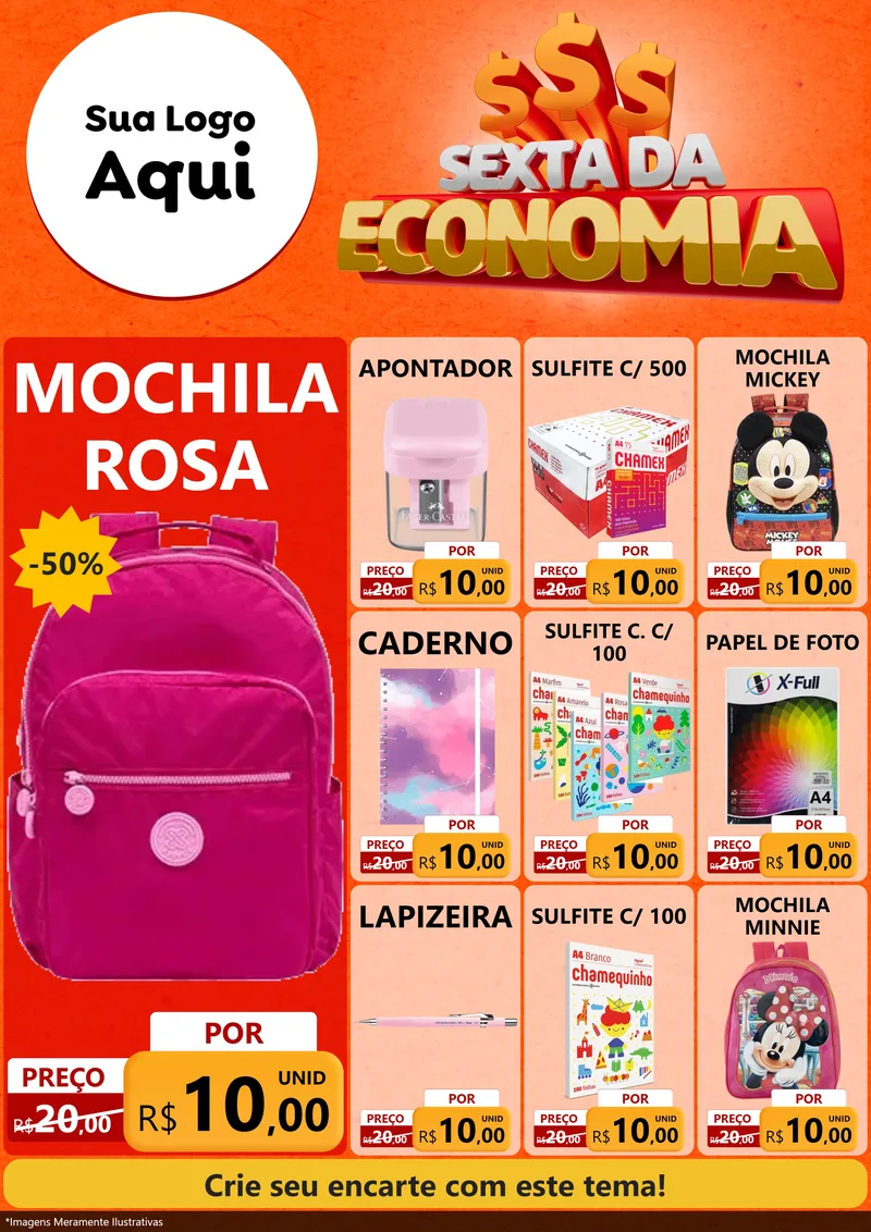 Modelo de Encarte para Encarte A4 Vertical com o tema Sexta da Economia para Papelaria