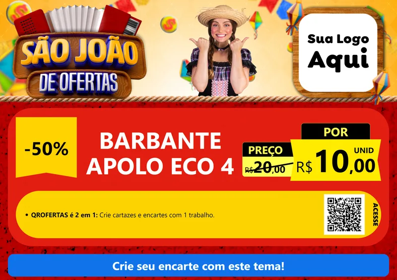 Modelo de Cartaz para Cartaz A4 Horizontal com o tema São João de Ofertas para Armarinho e Aviamentos